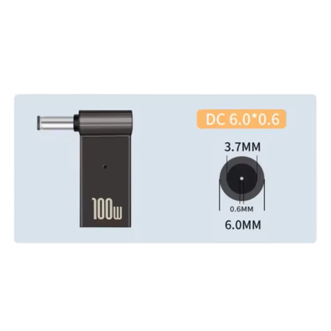 Адаптер Type-C PD 100W 6.0*0.6