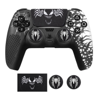 Защитный силиконовый чехол с накладками и наклейкой для геймпада PS5 Sony DualSense Spider-man Black