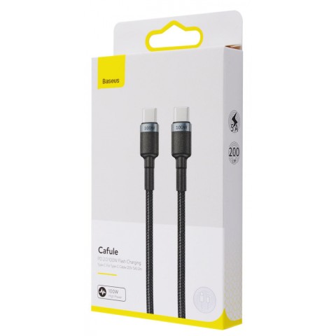 Кабель Baseus Cafule Type-C to Type-C 2.0 100W (2m) Black