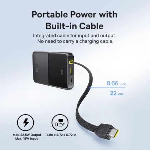 Зовнішній акумулятор Baseus EnerFill FC51 Bipow2 Pro Digital Display 10000mAh 22.5W Black