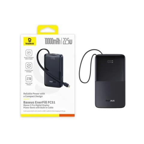 Зовнішній акумулятор Baseus EnerFill FC51 Bipow2 Pro Digital Display 10000mAh 22.5W Black