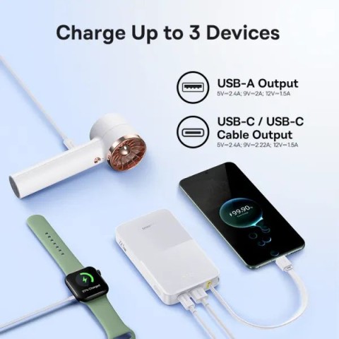 Зовнішній акумулятор Baseus EnerFill FC51 Bipow2 Pro Digital Display 10000mAh 22.5W White