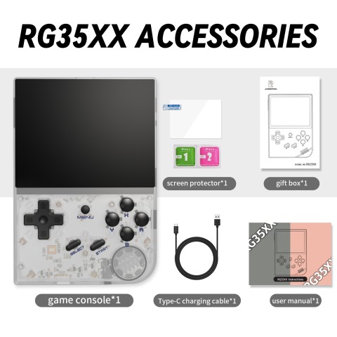 Портативная ретро приставка Anbernic RG 35XX 64GB Transparent White