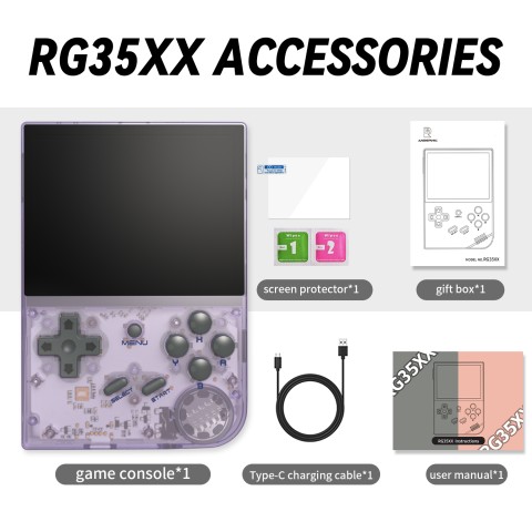 Портативна ретро приставка Anbernic RG 35XX 64GB Transparent Purple
