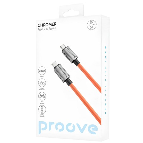 Кабель Proove Chromer Type-C to Type-C 240W (1m) Orange