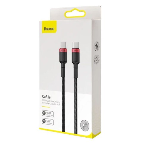 Кабель Baseus Cafule Type-C to Type-C 2.0 100W (2m) Red/Black