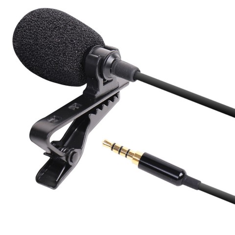 Мікрофон петличний Lavalier JH-043 3.5mm (mini-Jack) для смартфона, камери 1.5м Black
