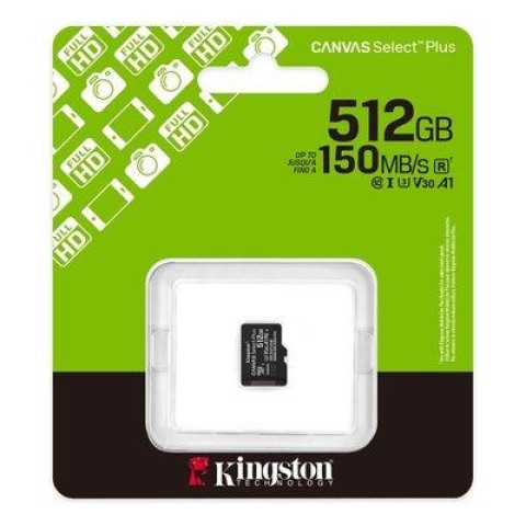 Карта памяти microSDXC (UHS-1 U3) Kingston Canvas Select Plus Gen3 512GB class 10 А1 V30 (R-150MB/s)