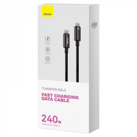 Кабель Baseus Tungsten Gold Data Type-C to Type-C 240W (1m) Black