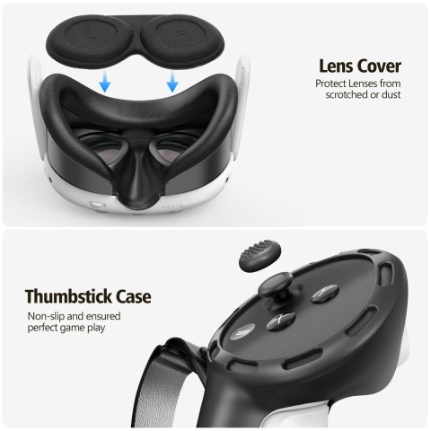 Защитный силиконовый набор чехлы / накладки для Oculus Meta Quest 3 Black
