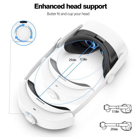 Ремінь для VR Meta Quest 2 / Quest 3 / Quest 3S з акумулятором 10000mAh T1 White